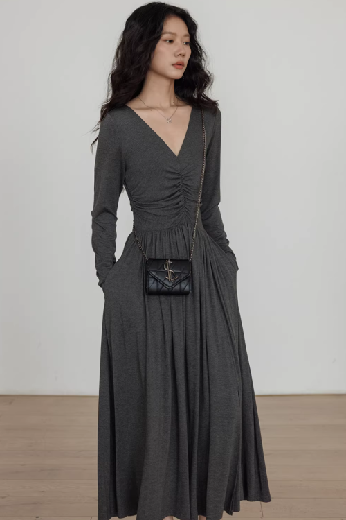 V-neck Flare Dress