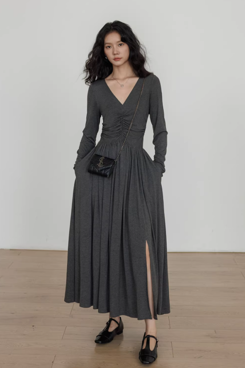 V-neck Flare Dress