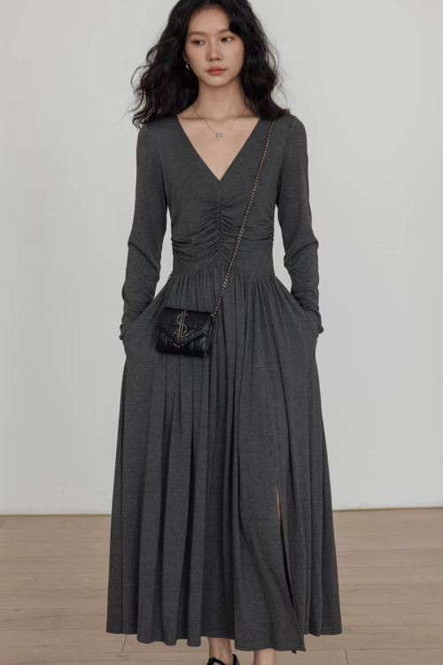 V-neck Flare Dress