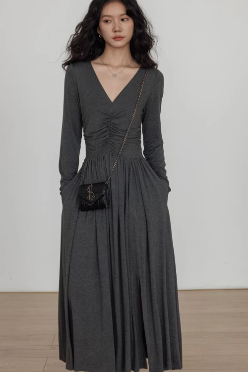 V-neck Flare Dress