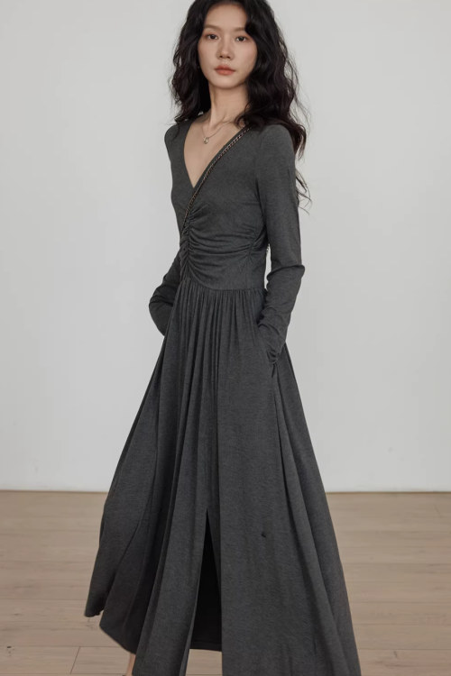 V-neck Flare Dress