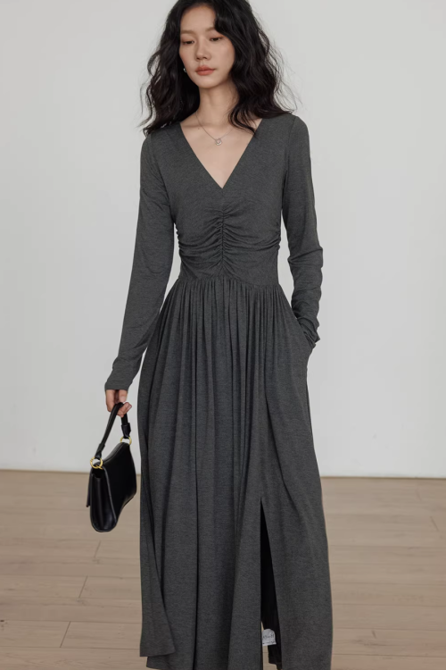 V-neck Flare Dress