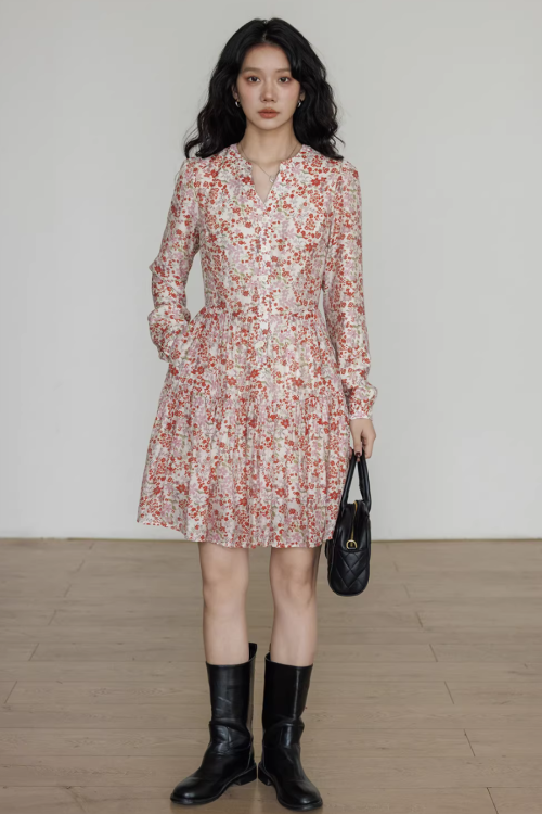V-Neck Floral Dress