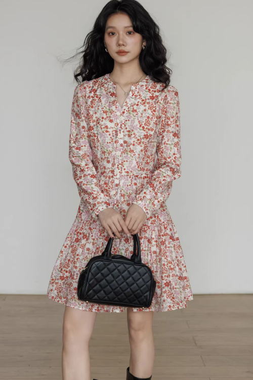 V-Neck Floral Dress