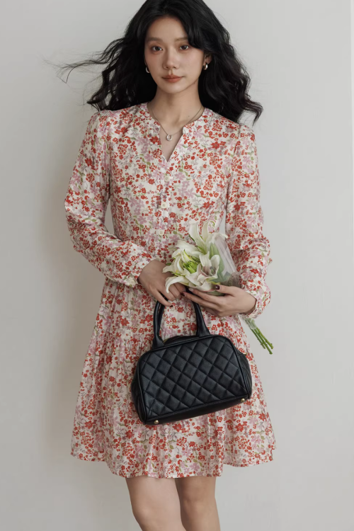 V-Neck Floral Dress