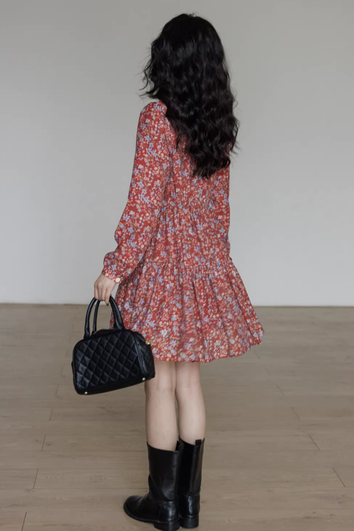 V-Neck Floral Dress