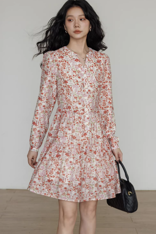 V-Neck Floral Dress