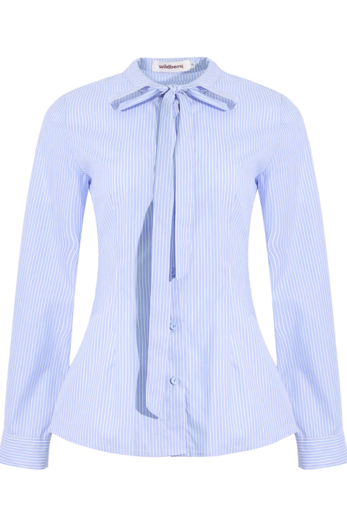 V-Neck Knit Cardigan / Ribbon Stripe Shirt / Pleated Skirt
