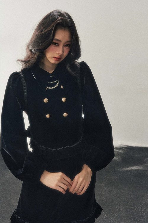 Velvet Gold Button Top / Shorts