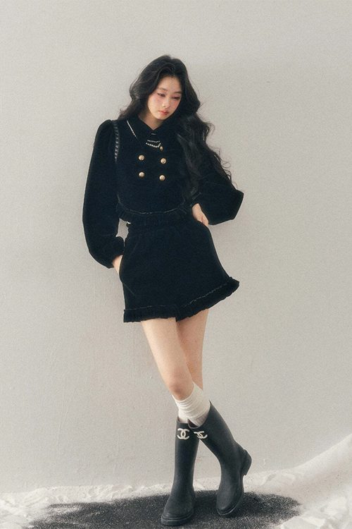Velvet Gold Button Top / Shorts