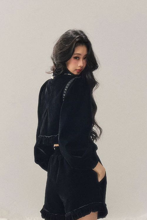 Velvet Gold Button Top / Shorts