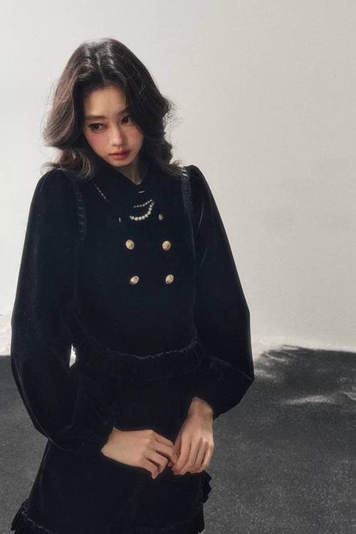 Velvet Gold Button Top / Shorts