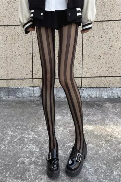 Vertical Stripe Sheer Tights