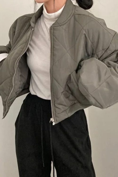 Vintage Irregular Design Bomber Jacket