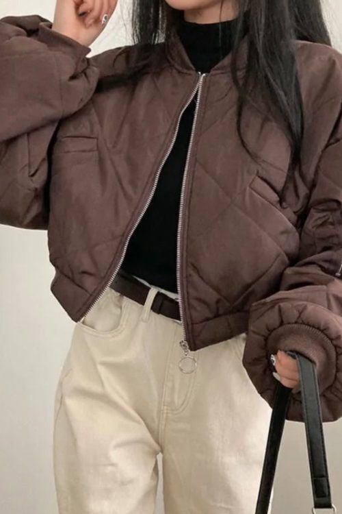 Vintage Irregular Design Bomber Jacket