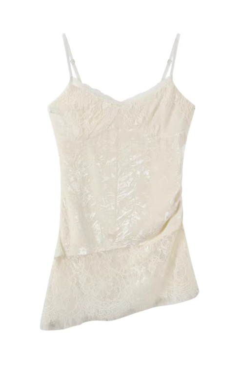 Vintage Jacket / Lace Cami Dress / Flare Pants