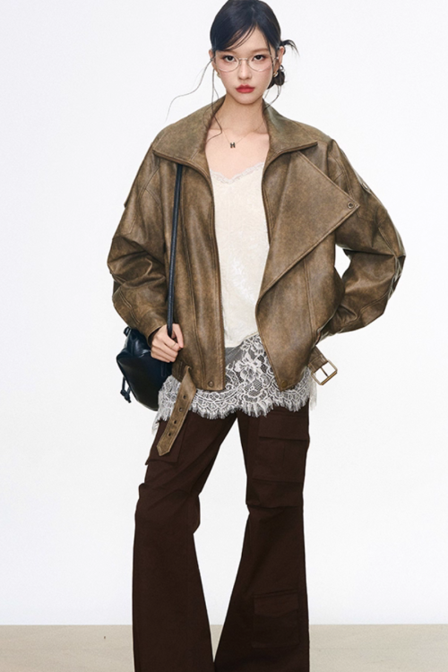 Vintage Jacket / Lace Cami Dress / Flare Pants