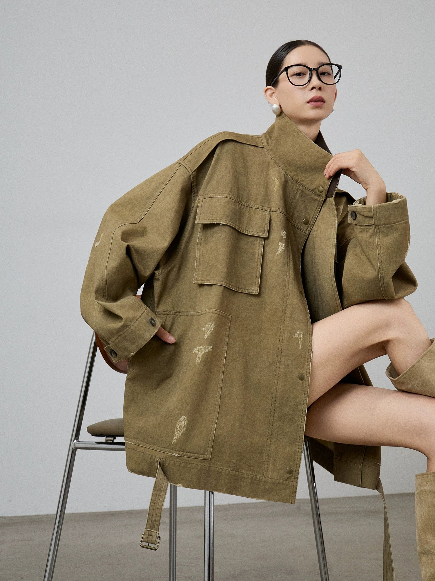 Vintage Leather Collar Jacket