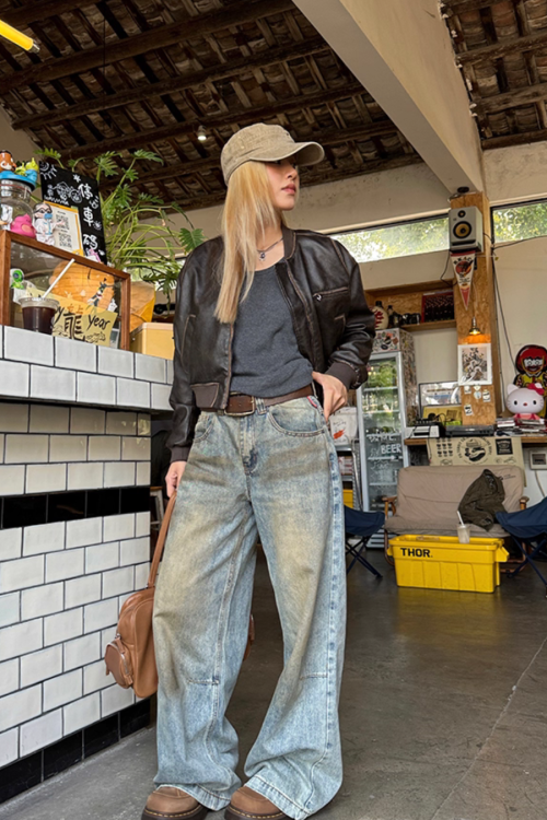 Vintage Loose Wide Denim Pants