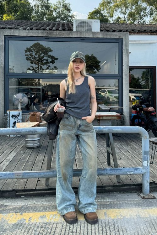 Vintage Loose Wide Denim Pants