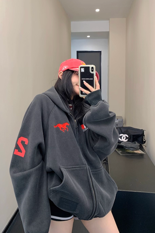 Vintage Loose Zip Hoodie