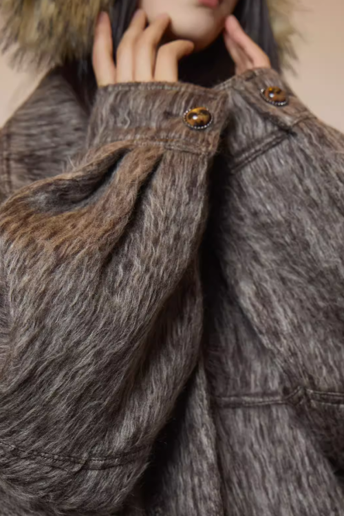 Vintage Mocha Brown Wool Jacket / Mini Skirt