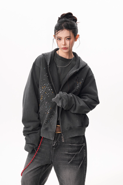 Vintage Sequin Zip Hoodie