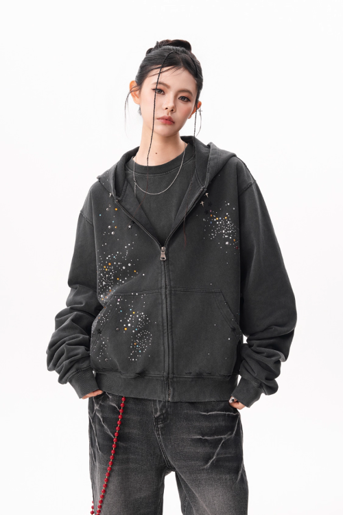 Vintage Sequin Zip Hoodie