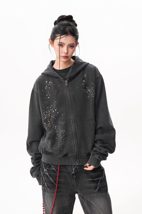 Vintage Sequin Zip Hoodie