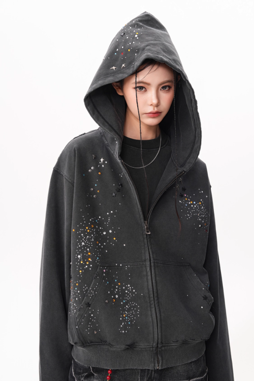 Vintage Sequin Zip Hoodie