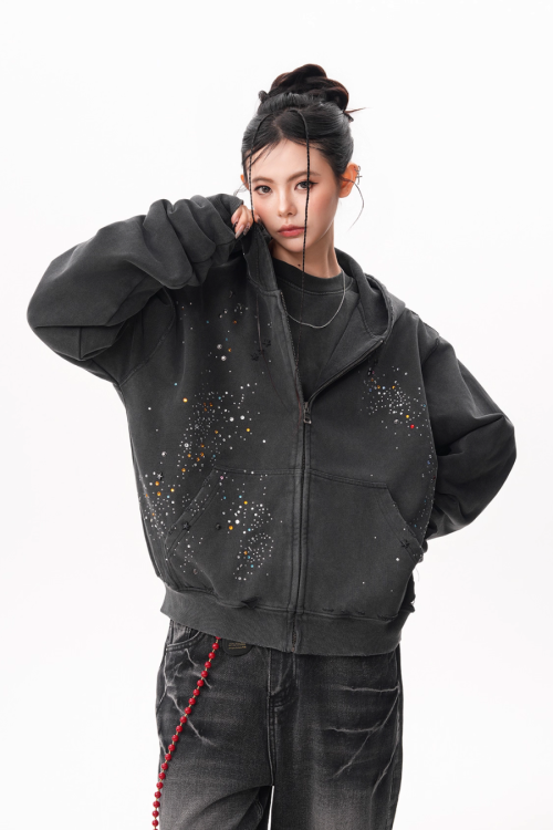 Vintage Sequin Zip Hoodie