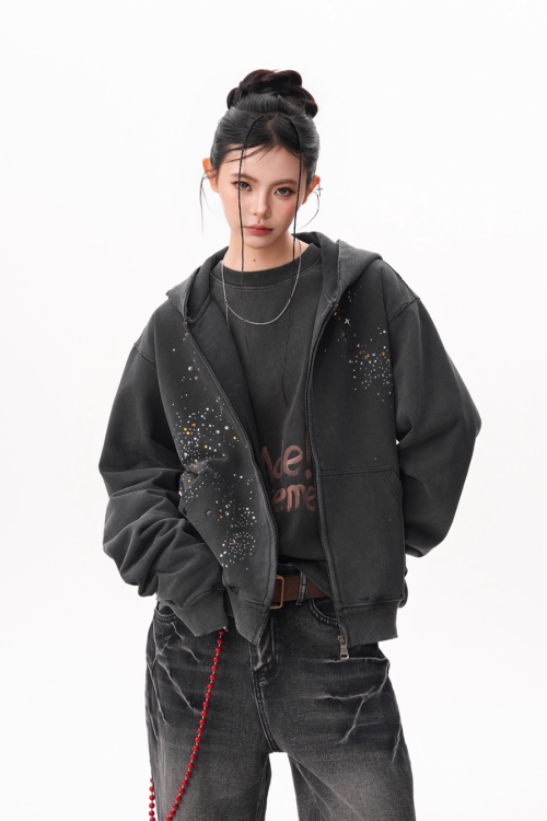 Vintage Sequin Zip Hoodie