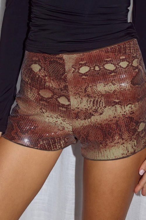 Vintage Snakeskin Sequin Low Waist Shorts