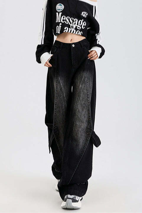 Vintage Washed Patchwork Jeans