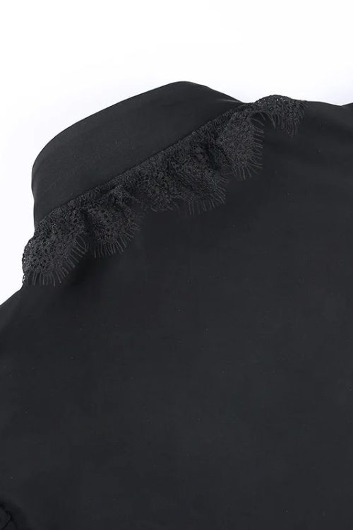 Visual Kei Gothic Lace & Mesh Crop Top and Skirt Set