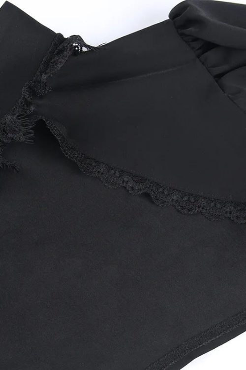 Visual Kei Gothic Lace & Mesh Crop Top and Skirt Set