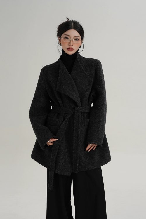 Waist Belt Wool Coat