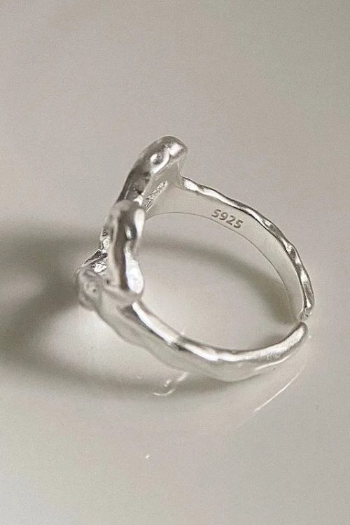 Wavy Heart Silver Ring