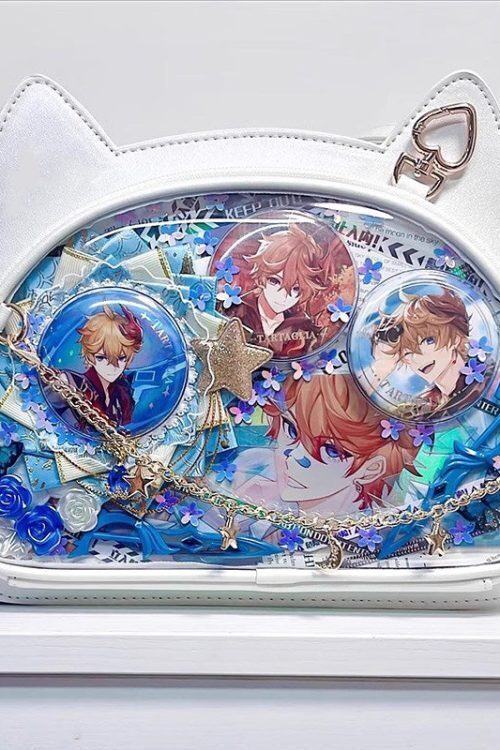 White Cat Ita Bag with Clear Window and Included Insert for Pin Display