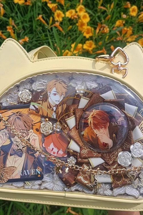 White Cat Ita Bag with Clear Window and Included Insert for Pin Display