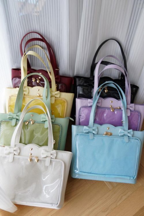 White Ita Shoulder Bag with Clear Window for Pin Display