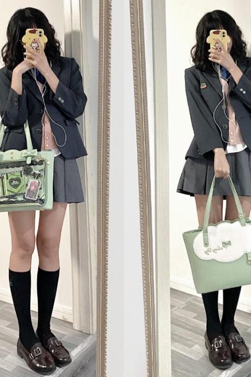 White Ita Shoulder Bag with Clear Window for Pin Display
