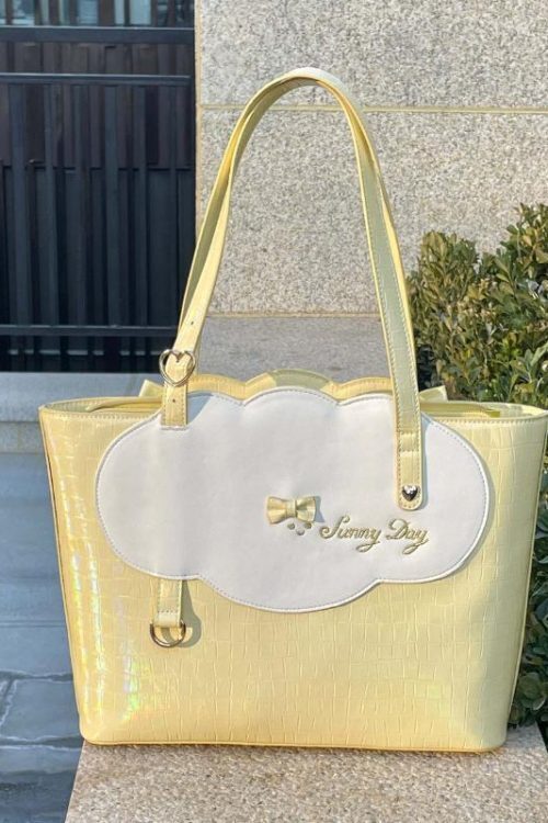 White Ita Shoulder Bag with Clear Window for Pin Display