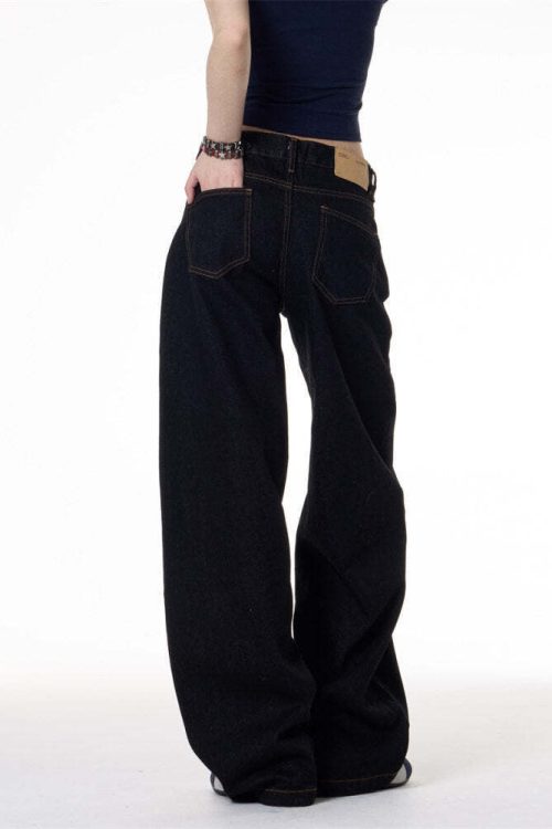 Wide Curved Denim Pants