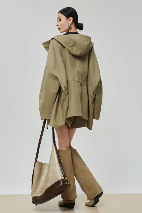 Wind Hooded Trench Coat / High-Waist Shorts