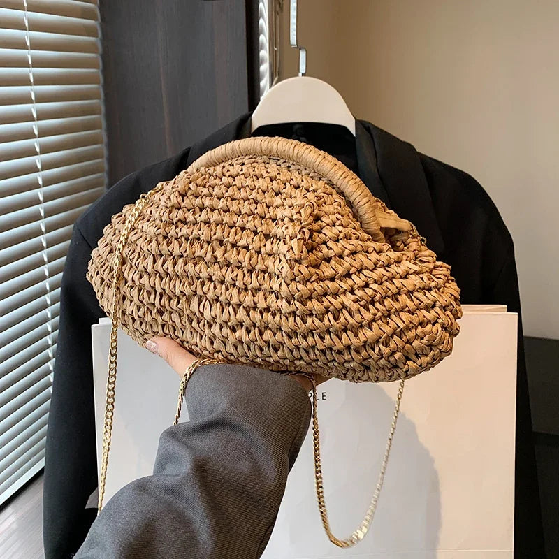 Woven Straw Clutch Bag