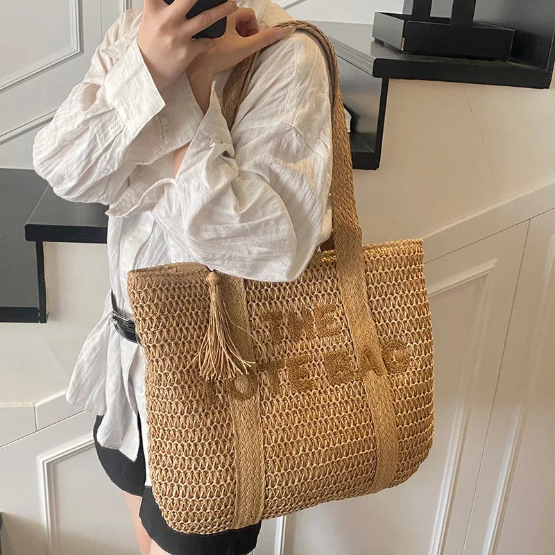 Woven Straw Tote Bag