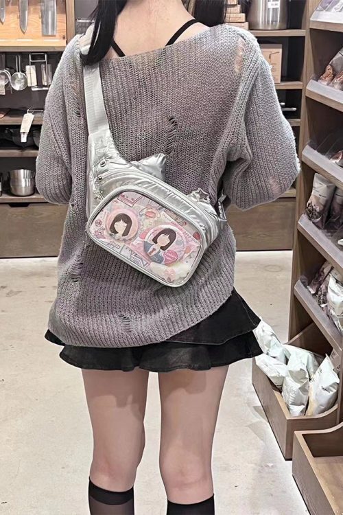 Y2K Cat Ita Bag with Clear Window for Plushies and Pins