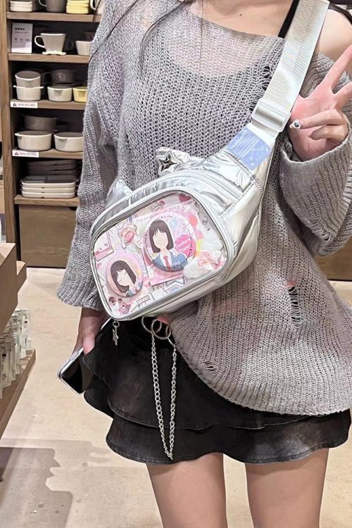 Y2K Cat Ita Bag with Clear Window for Plushies and Pins