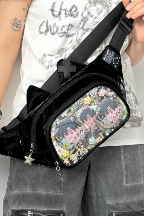 Y2K Cat Ita Bag with Clear Window for Plushies and Pins
